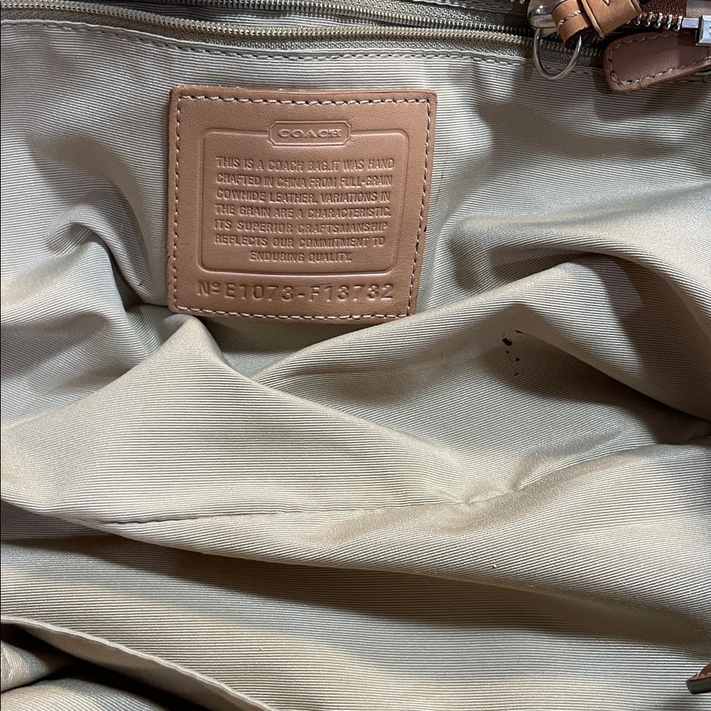Coach Brown and White Leather Satchel - Picture 5 of 6